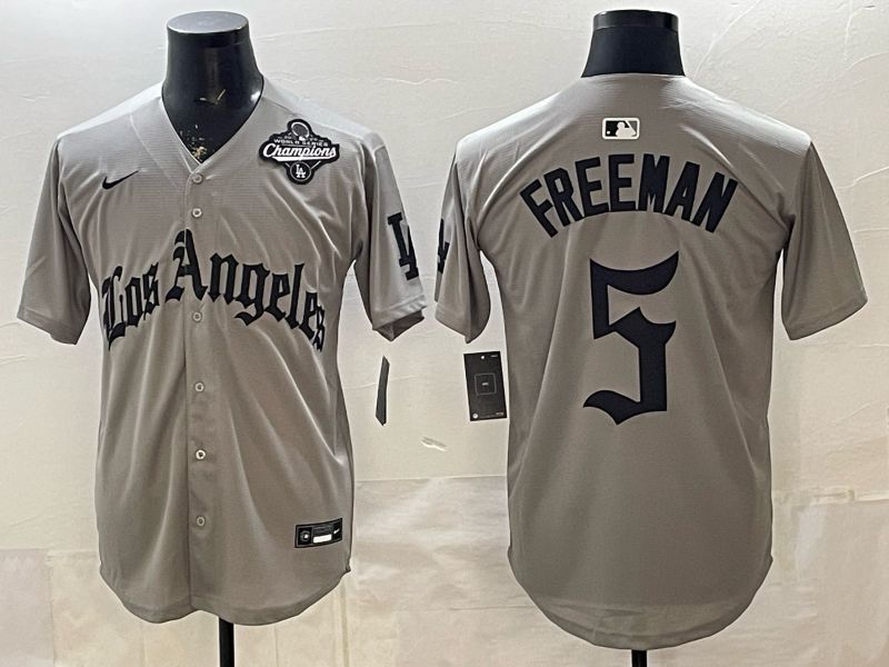 Men 2026 Los Angeles Dodgers #5 Freeman Grey Five generations Nike MLB Jersey style 003->los angeles dodgers->MLB Jersey